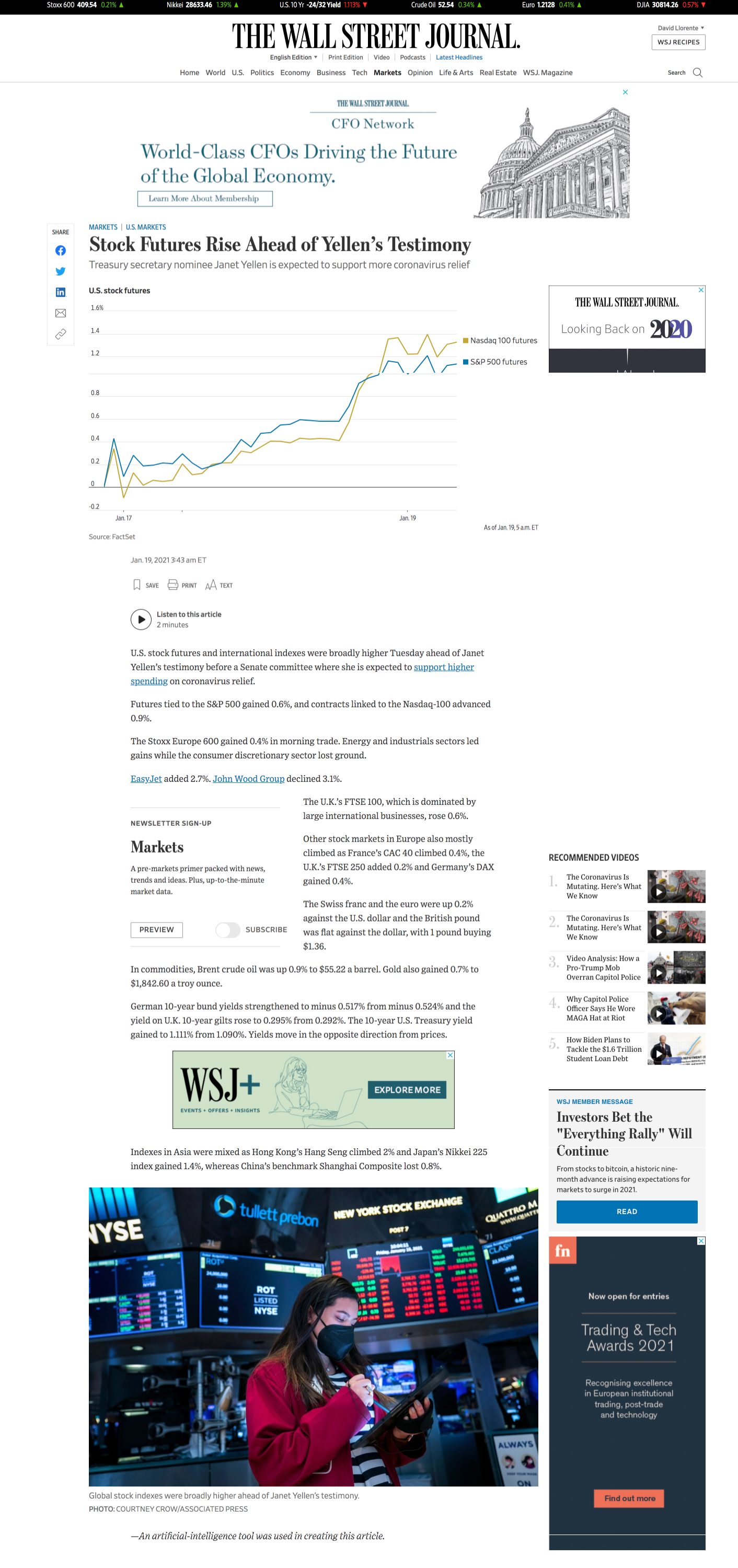 Both contributions are recognized in the article, with a byline at the end of the piece citing the journalist’s name alongside an additional note reading “An artificial-intelligence tool was used in the creation of this article.”