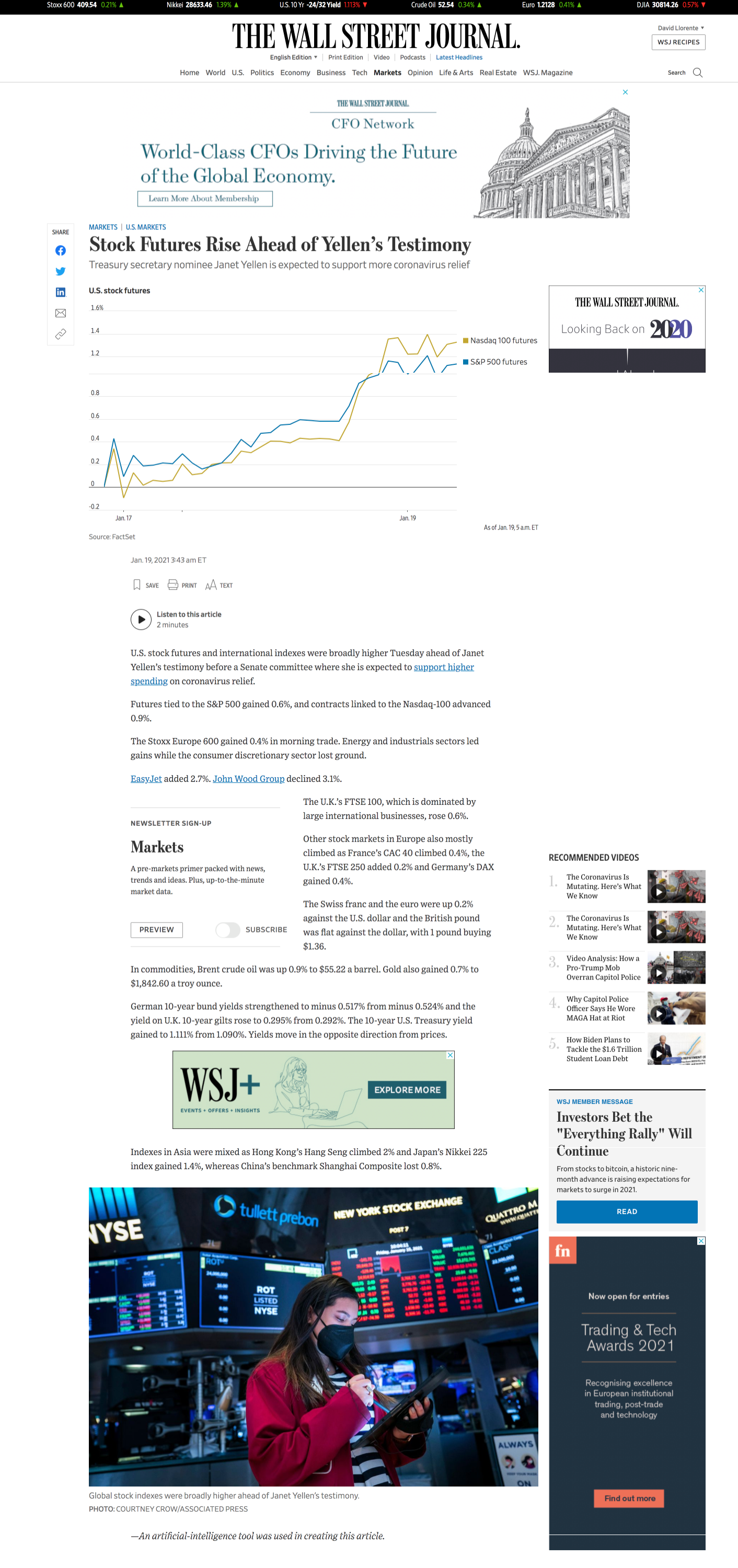 Both contributions are recognized in the article, with a byline at the end of the piece citing the journalist’s name alongside an additional note reading “An artificial-intelligence tool was used in the creation of this article."